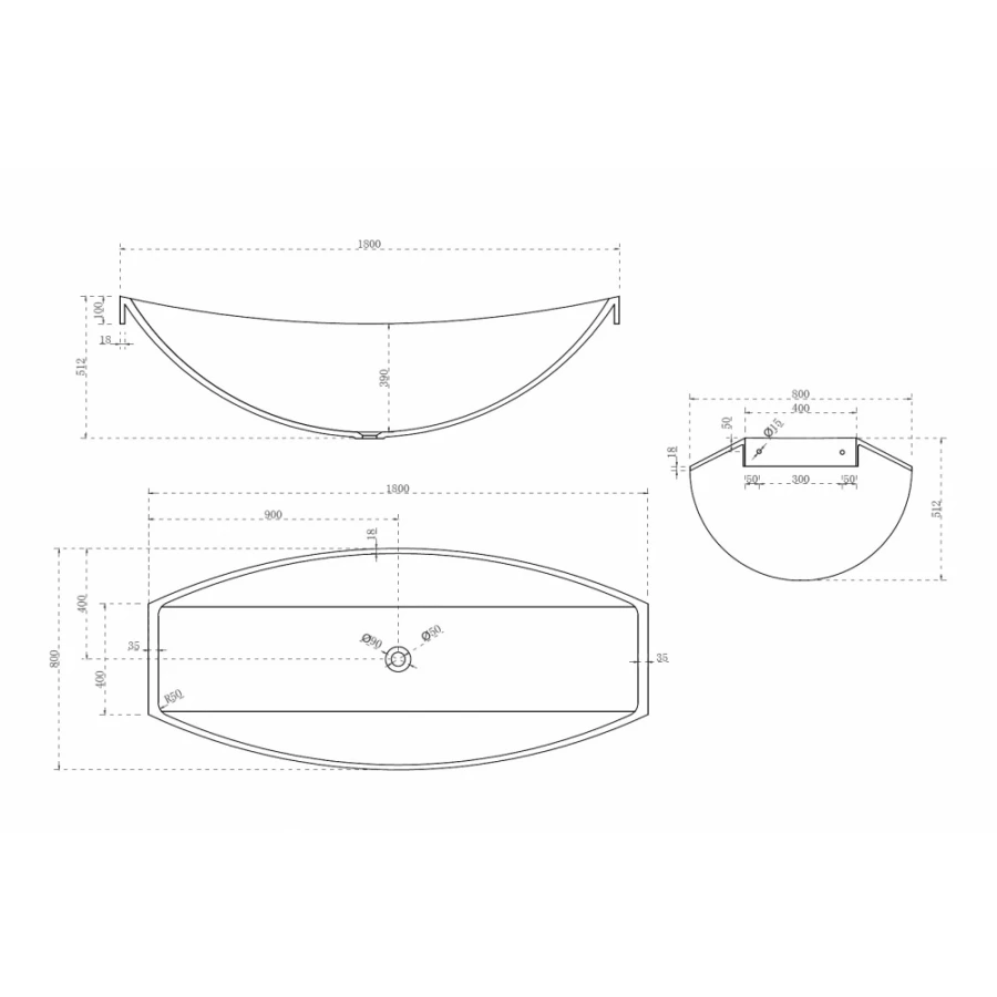 Прозрачная ванна Abber Kristall подвесная коричневая AT9704Opal 180х80 см