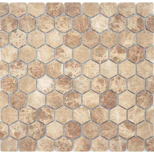 Мозаика из натурального камня LeeDo Ceramica Emperador light MAT hex жёлто-коричневый 28,5x30,5 см