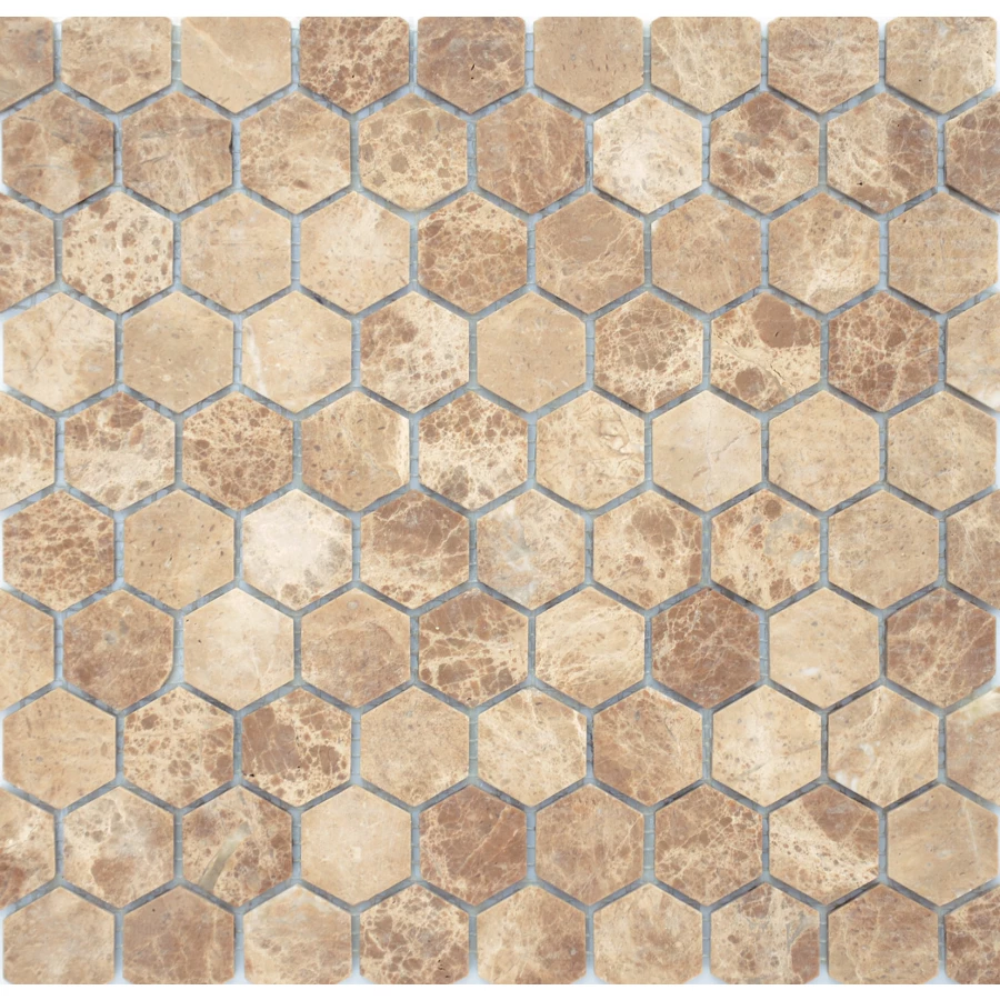 Мозаика из натурального камня LeeDo Ceramica Emperador light MAT hex жёлто-коричневый 28,5x30,5 см