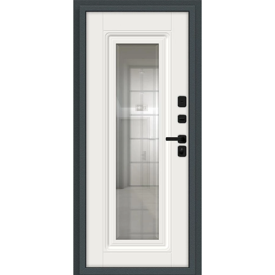 Входная дверь Bravo Шелл СД/SBlack 205x96 Старк антрацит/White Sand правое открывание