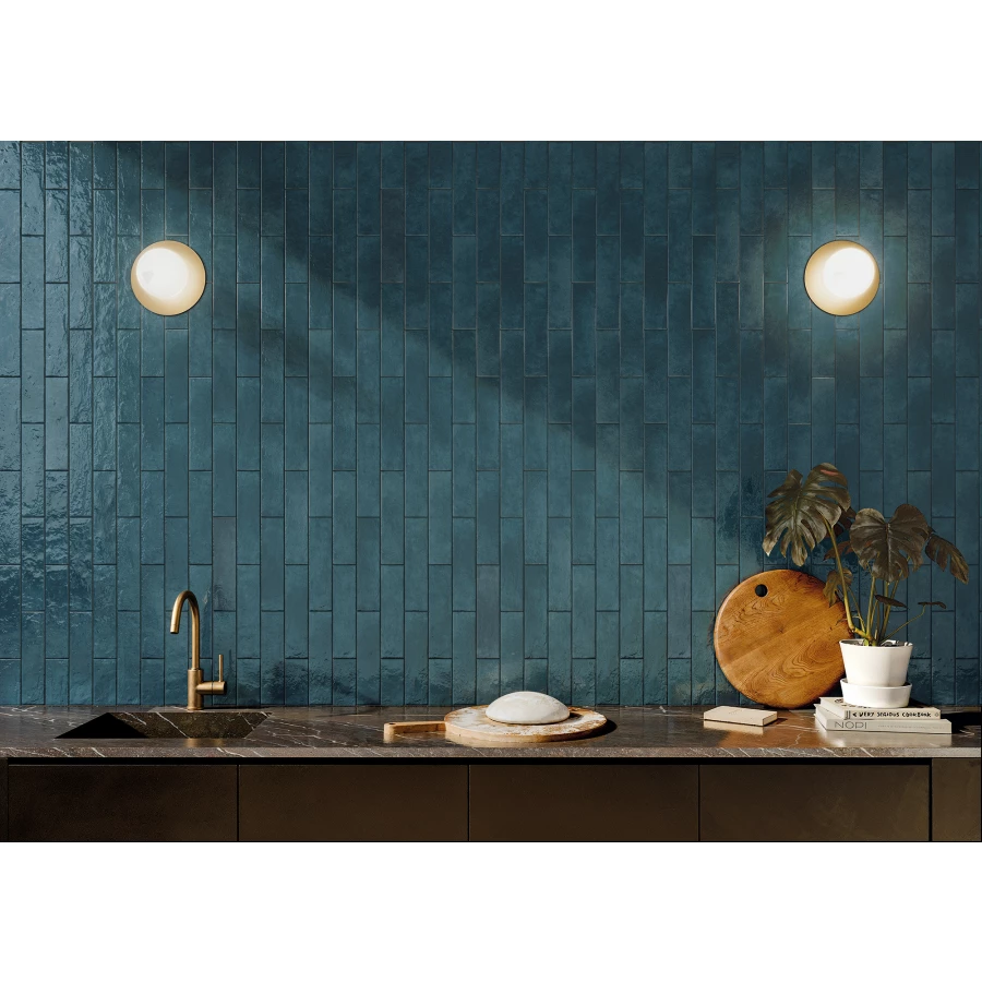 Керамогранит DNA Mediterraneo Mar глянцевый синий 28х7 см