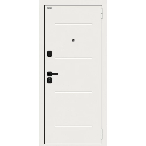 Входная дверь Bravo Аура/SBlack 205x86 Шагрень белая/White Silk правое открывание
