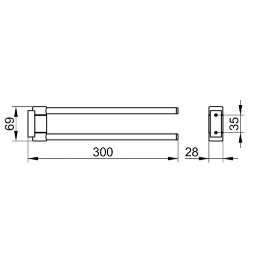 Полотенцедержатель Plan двойной поворотный чёрный матовый 14919370000 300 мм