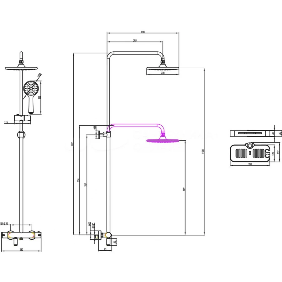 Душевая программа для ванны Lemark Yeti термостатическая LM7010C