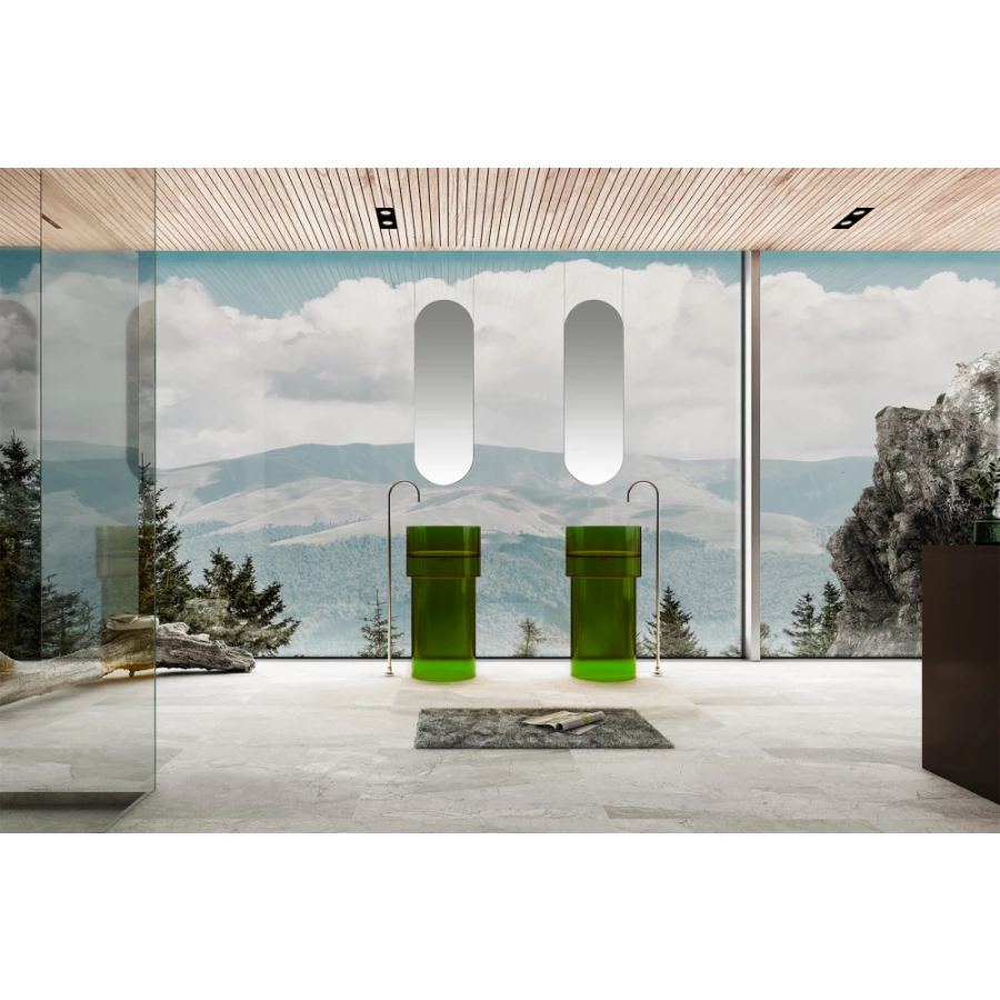 Раковина отдельностоящая прозрачная Abber Kristall зеленая AT2701Emerald