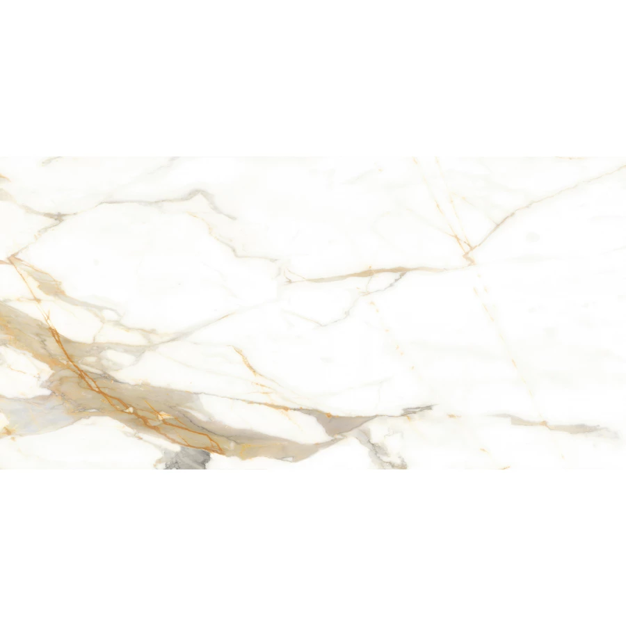 Керамогранит ALMA Ceramica Calacatta Oro лаппатированный белый 7,5 мм GFA114CLR04L 114х57 см