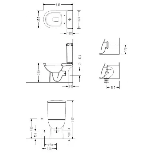 Унитаз напольный Serel Friendly с тонким сиденьем с микролифтом 6716SL