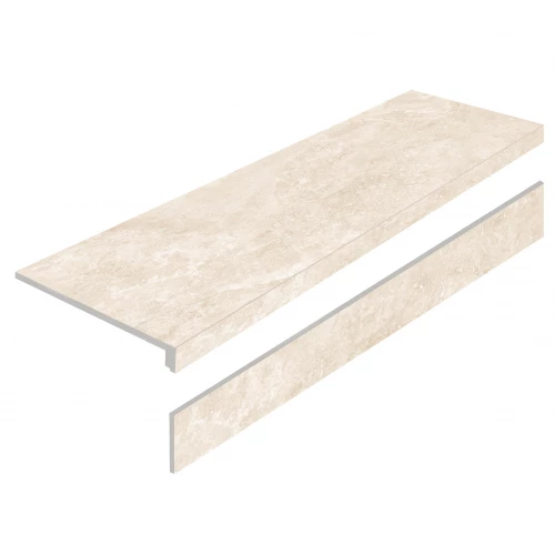 Ступень с подступенником из керамогранита Staro L Porcelain Step Mystical Charm Crema Matt матовая бежевая 120х32 см