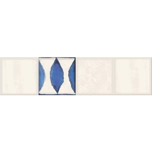 Плитка настенная Eletto Ceramica Faenza Cobalt Flor Frise 1 глянцевая бежевая 586832001 63х15,6 см
