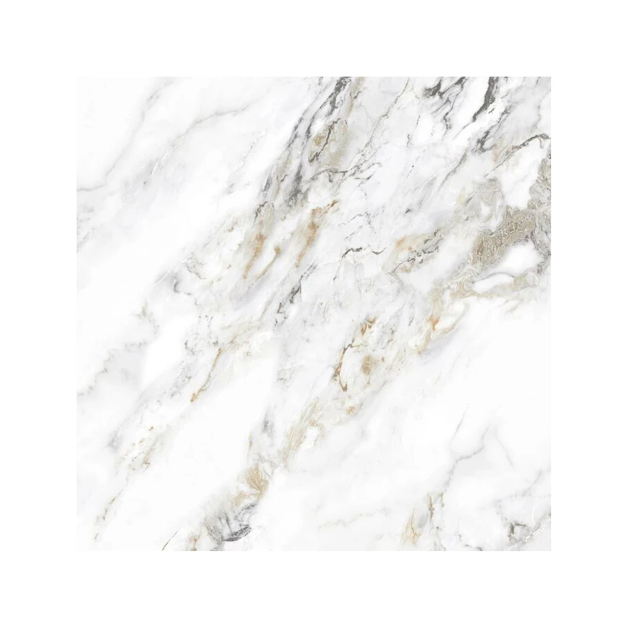 Керамогранит Planet Ceramics UKP-574 глянцевый с золотом белый 80х80 см