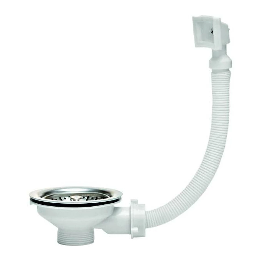 Выпуск чаша Wirquin D90 мм из нержавеющей стали с прямоугольным переливом (30717337)