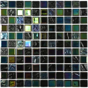 Мозаика Bonaparte Стеклянная мозаика Bondi black-25 25х25 глянцевая черная 30х30 см