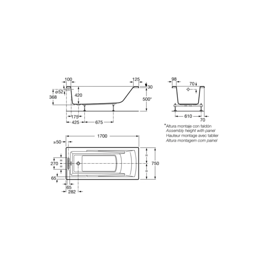 Ванна акриловая Roca Hall прямоугольная Z.RU93.0.276.8 170х75 см