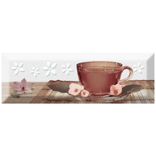 Плитка настенная Absolut Keramika Monocolor Decor Tea 02 A Fosker глянцевая белая AK0883 30х10 см