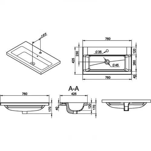 Раковина мебельная Am Pm Gem M90WCC0752WG 75 см
