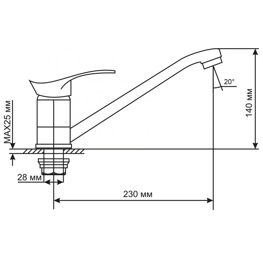 Смеситель для кухни MixLine ML03-03 522123 хром сатин