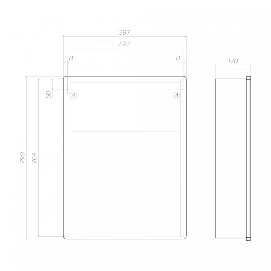 Зеркало шкаф Vigo Geometry Comfort 600 навесной 220 59.7x79 см