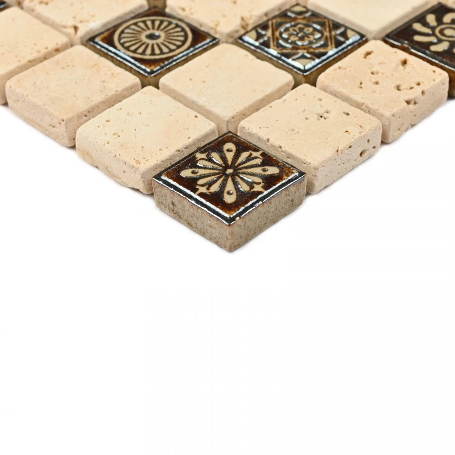 Мозаика Bonaparte Каменная мозаика Milan-1 20х20 металлизированная бежевая 30,5х30,5 см