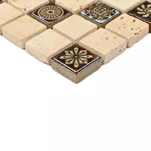 Мозаика Bonaparte Каменная мозаика Milan-1 20х20 металлизированная бежевая 30,5х30,5 см