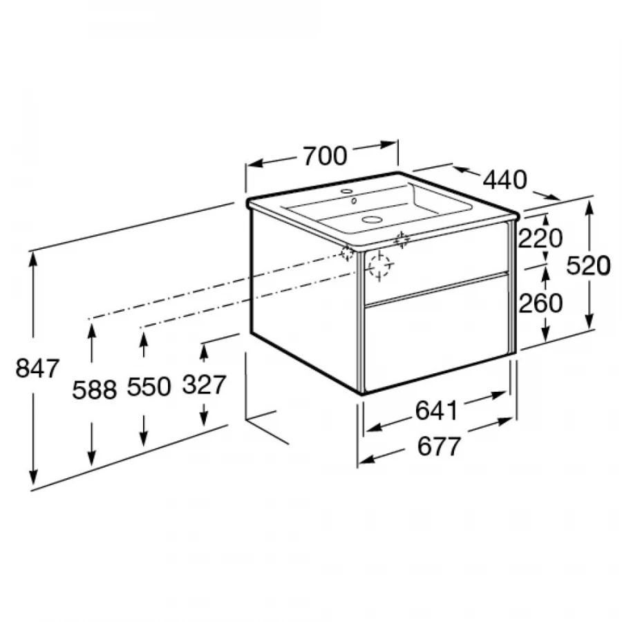 Тумба под раковину Roca Ronda 70 система push-to-open, белый глянец/антрацит ZRU9302964
