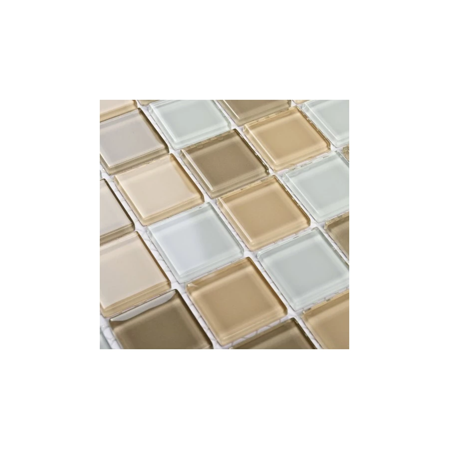 Мозаика Bonaparte Стеклянная мозаика Raf coffee 25х25 глянцевая бежевая 30х30 см