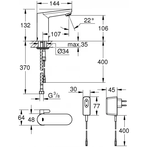 Смеситель для раковины Grohe Eurosmart Cosmopolitan E 36325001