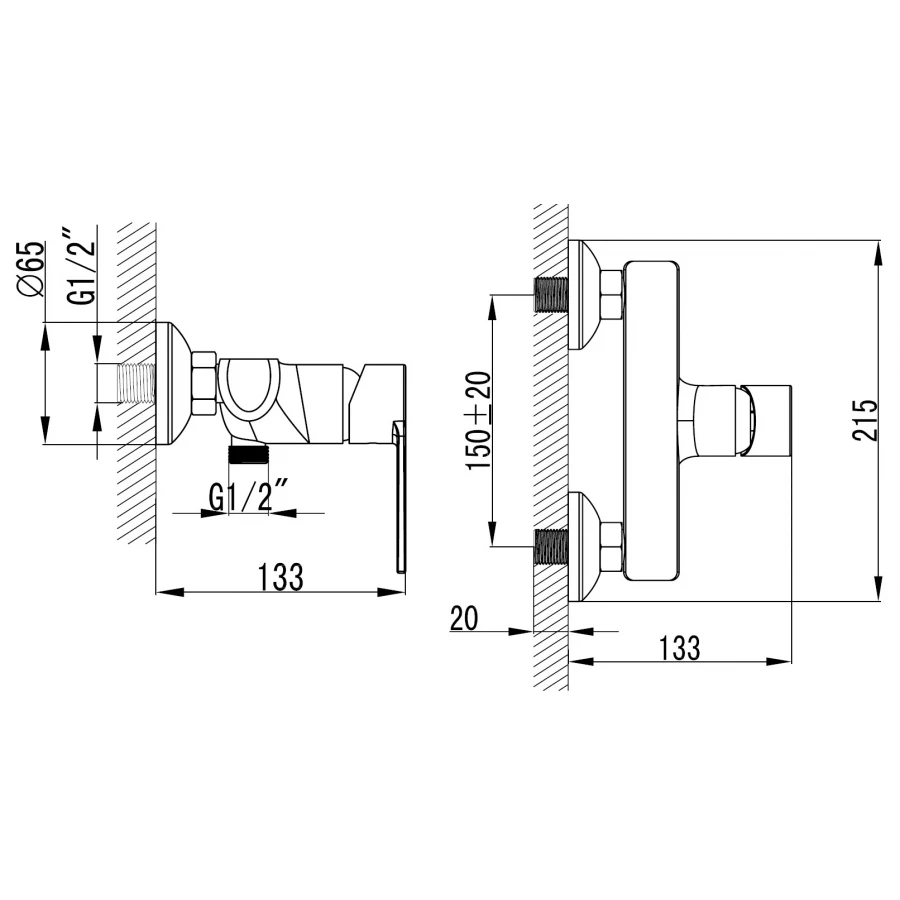 Смеситель для душа Azario Faro керамический картридж хром AZ-PS33459C