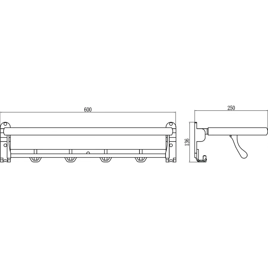 Полка для полотенец откидная Savol S-007099 60 см