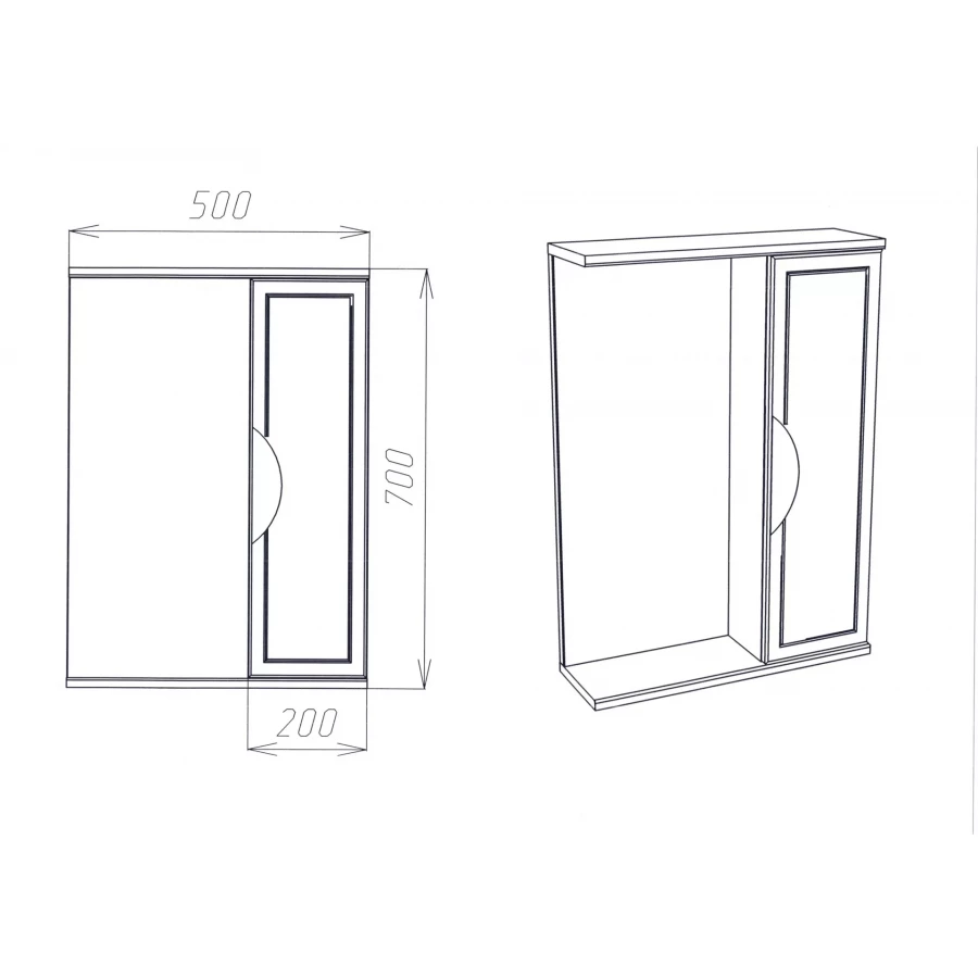 Зеркальный шкаф Viant Лима 50 без света VLIM50-ZSH 50х70 см