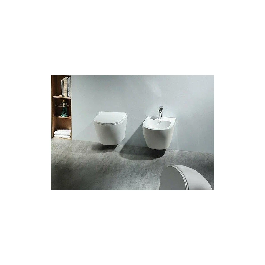 Унитаз-компакт Aquatek Европа подвесной безободковый смыв tornado тонкое сиденье с механизмом плавного закрывания крепеж AQ1900T-00 49x36x32 см