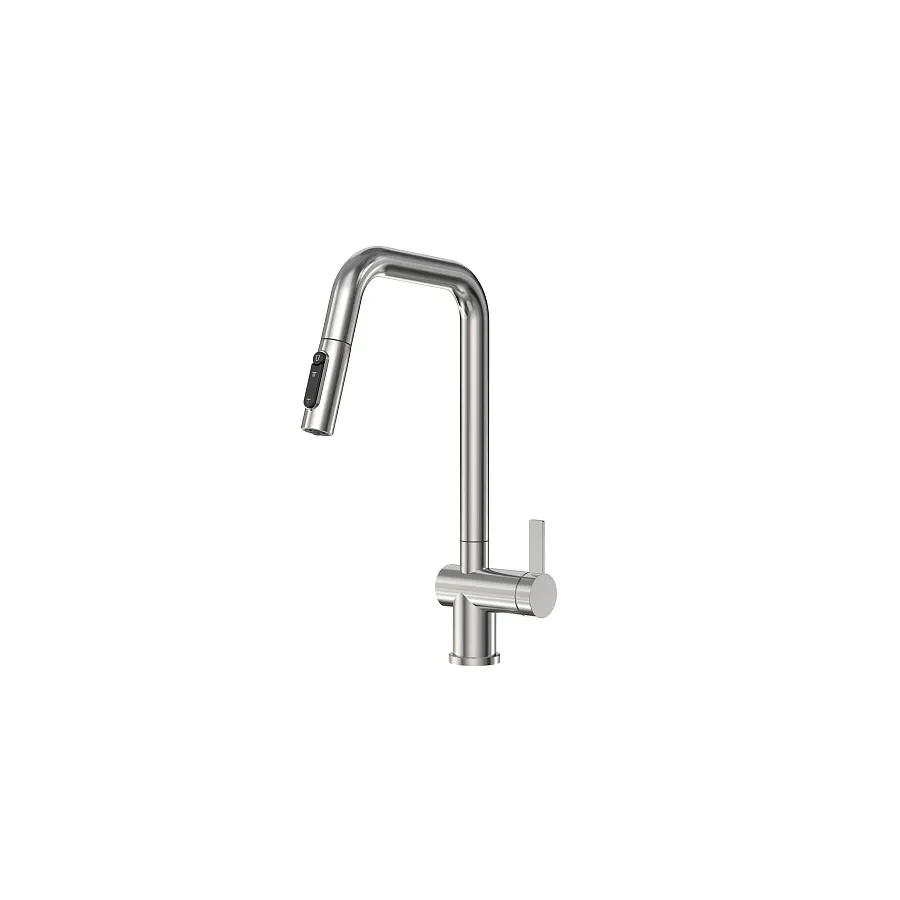 Смеситель Granula кухонный с выдвижным изливом с переключением на душ и фильтром сталь 7273 сталь сатин