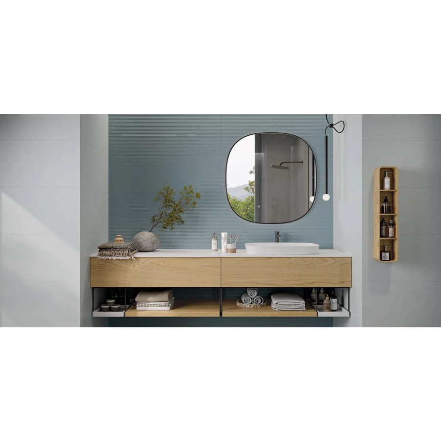 Плитка настенная Rondine Brio Shangai Blu Ret матовая синяя J93876 100х33,3 см