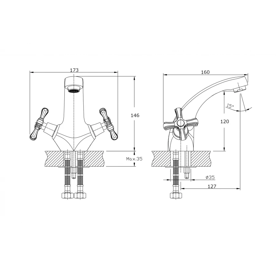 Смеситель для раковины Rush Bianki BI7650-11 хром