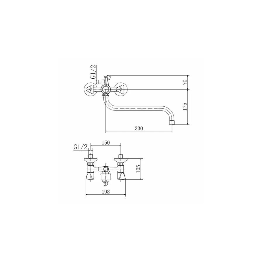 Смеситель для ванны и душа Fashun Хром A2211