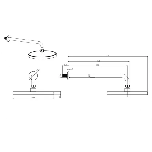 Верхний душ настенный Aquatek AQ2080CR 260 мм