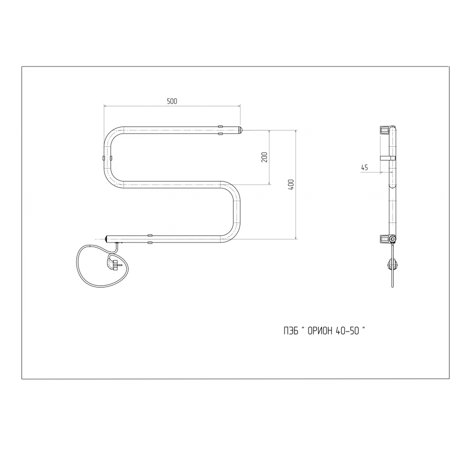 Полотенцесушитель электрический Арго Орион 06853 40х50 см