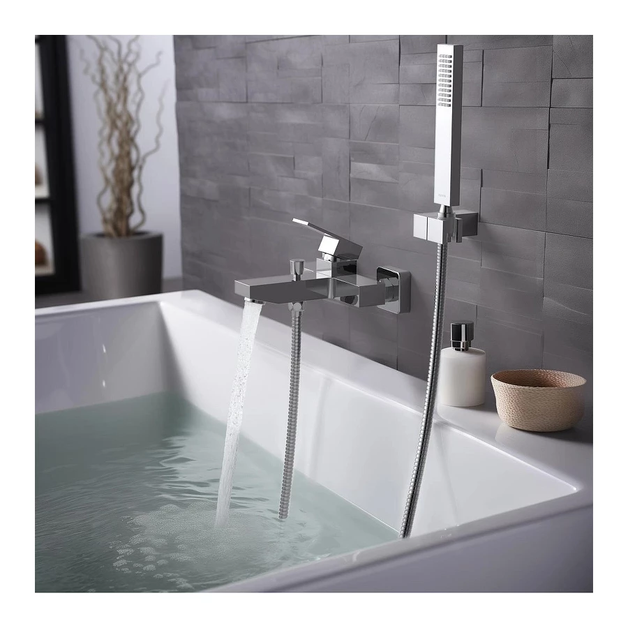 Смеситель Aquatek Либра для ванны с душевым набором хром AQ1649CR