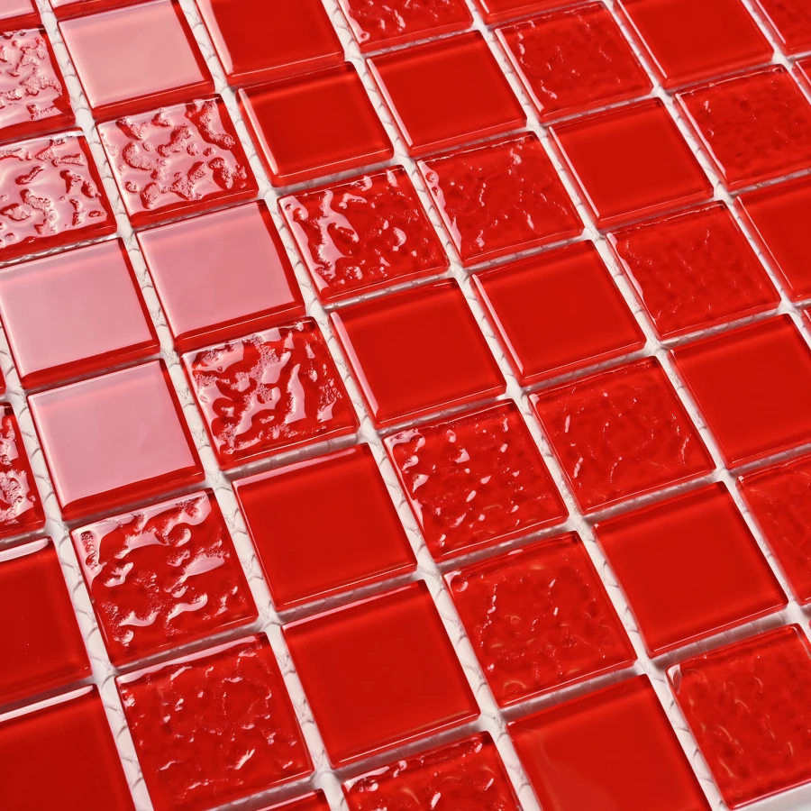 Мозаика Bonaparte Стеклянная мозаика Red Rose 25х25 глянцевая красная 30х30 см