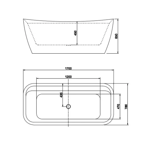 Ванна акриловая отдельностоящая Aquatek Амадео В комплекте со сливом и ножками Цвет белый глянцевый AQ-197778 1700*780*650 мм