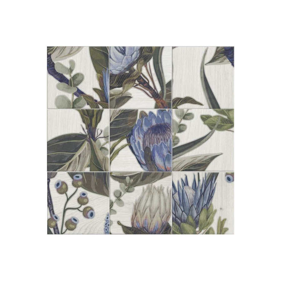 Керамогранит Mainzu Murales Decor Mural Blu Leaves PT03339 20x20 см