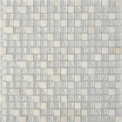 Мозаика из мрамора и стекла Pixel mosaic Камень и стекло чип 15x15 мм сетка Pix715 30х30 см