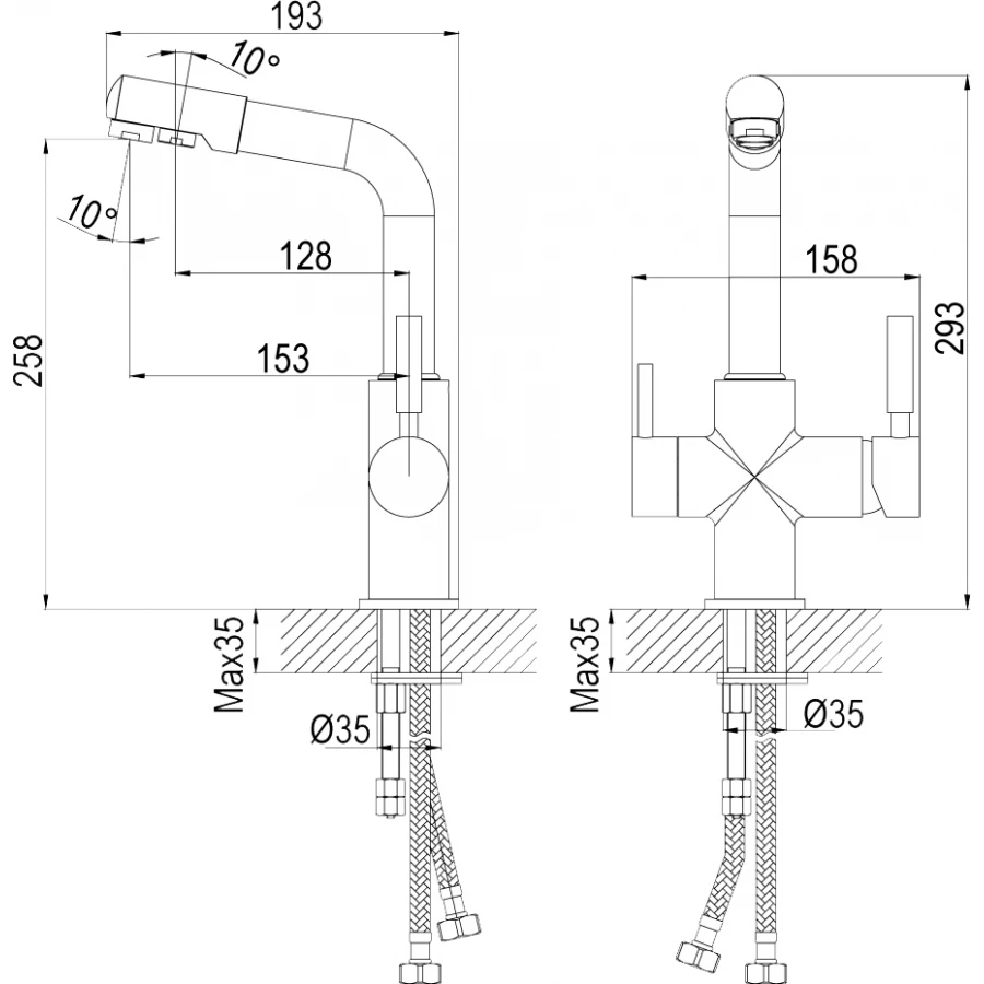 Смеситель для кухонной мойки Rossinka Z Z35-31 хром