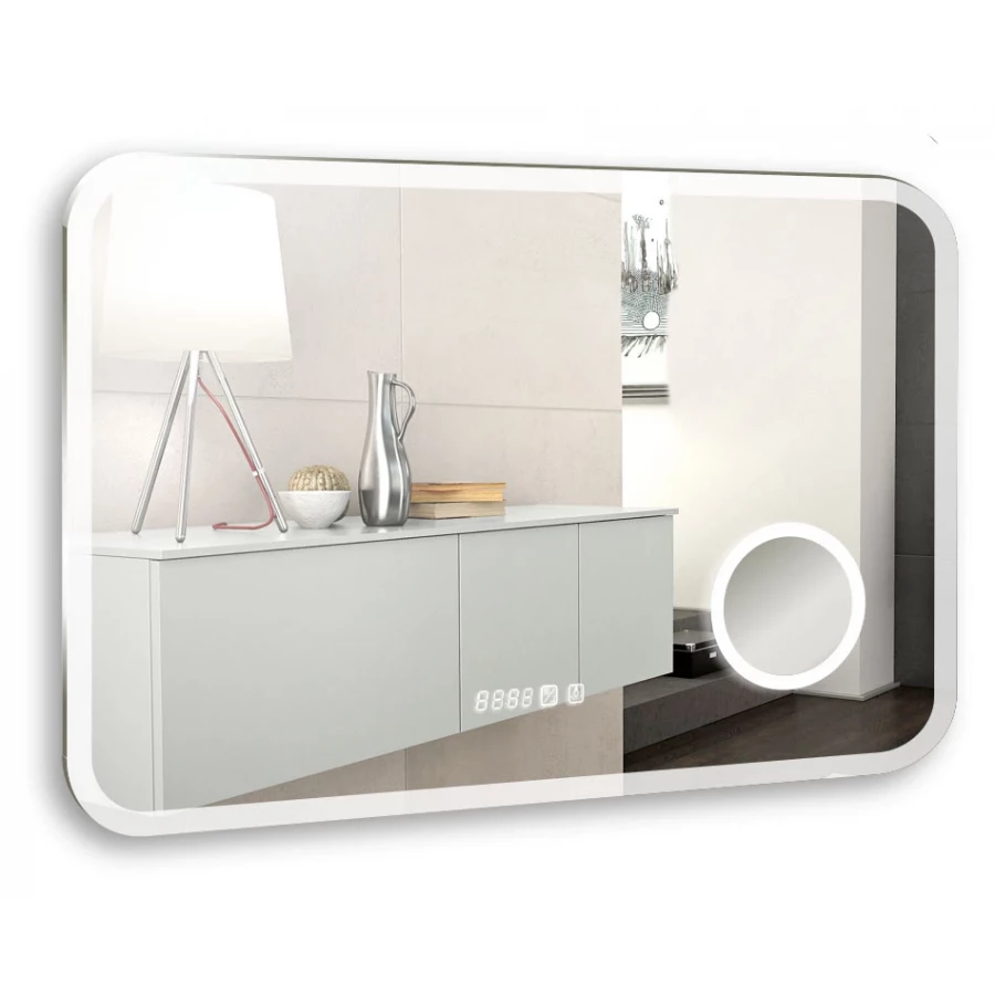 Зеркало Silver Mirrors двойной подогрев часы сенсорный выключатель Эльза LED-00002340 100х80 см