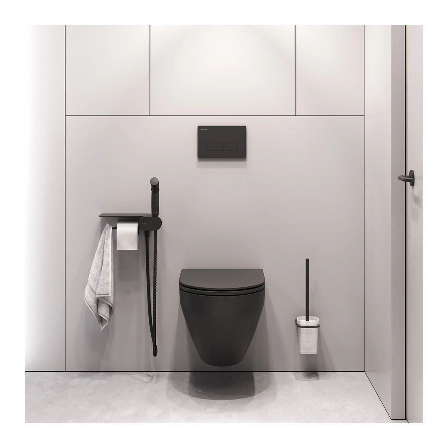 Набор подвесной унитаз с гигиеническим душем Am Pm Spirit V2.0 черный CK70H1103B