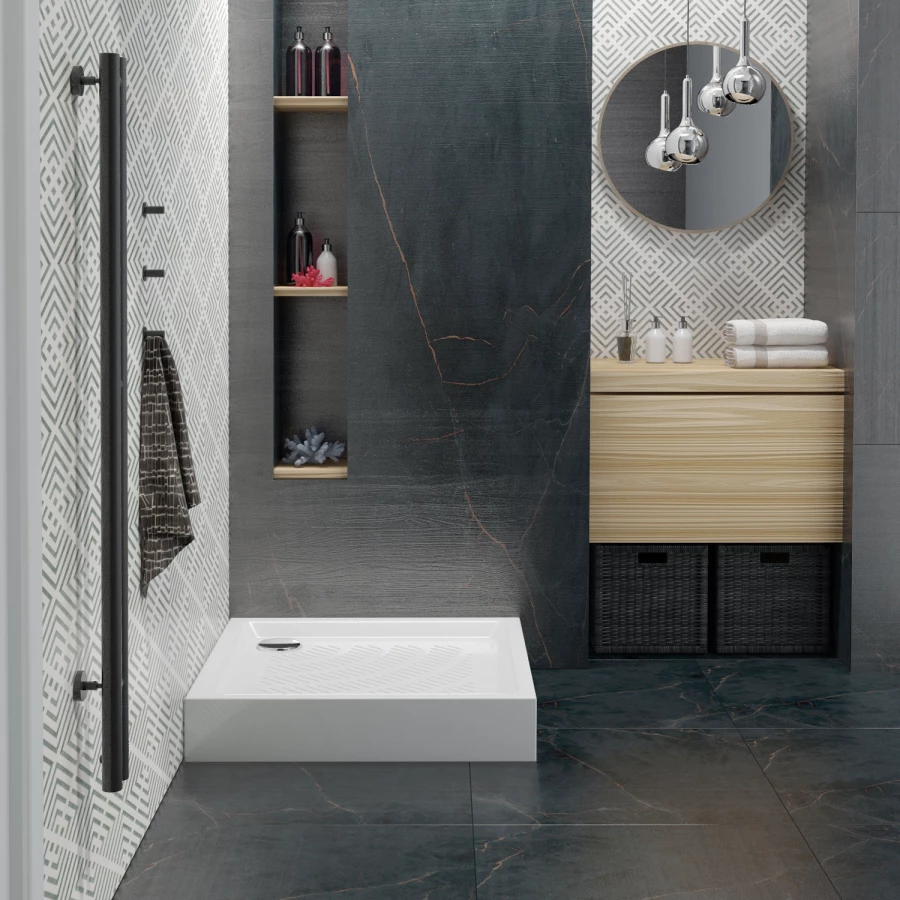 Акриловый душевой поддон Lavinia Boho Rock 37073800 / 80*80*15 см, квадратный