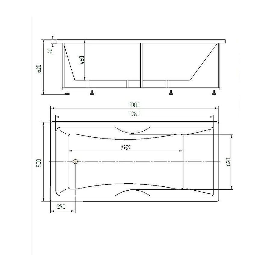 Ванна акриловая Aquatek Феникс без гидромассажа FEN190-0000079 190х90 см