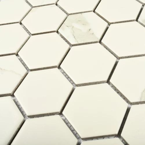 Мозаика Bonaparte Керамическая мозаика Carrara comb 59х51 матовая бело-серая 27,9х26,8 см