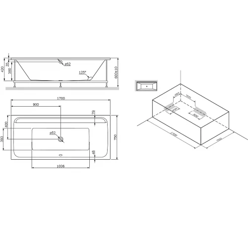 Каркас для ванны Am Pm Inspire V2.0 W52A-170-075W-R 170х75 см