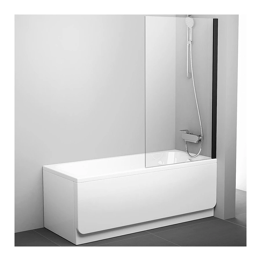 Шторка для ванны Ravak PVS1-80 Pivot чёрный транспарент 79840300Z1 80x140 см