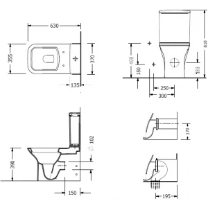 Унитаз напольный Serel Nita с тонким сиденьем с микролифтом NT12SL